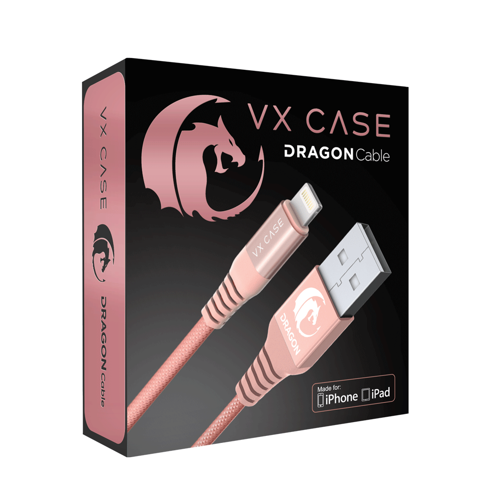 Cabo para iPhone/iPad USB Lightning Dragon 1,20m VX Case Rosê - VX Case